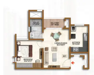 Tata Carnatica 1 BHK Floor Plan