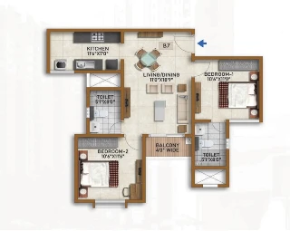 Tata Carnatica 2 BHK Floor Plan